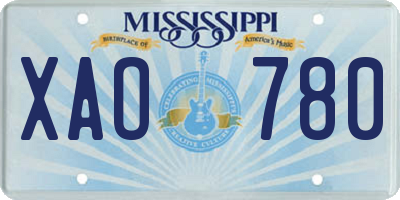 MS license plate XAO780