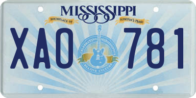 MS license plate XAO781