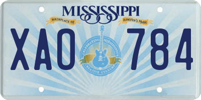 MS license plate XAO784