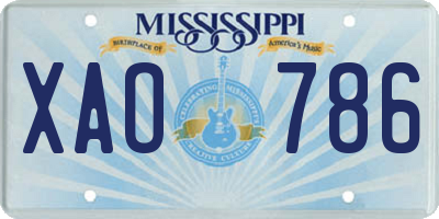 MS license plate XAO786