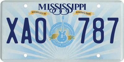 MS license plate XAO787