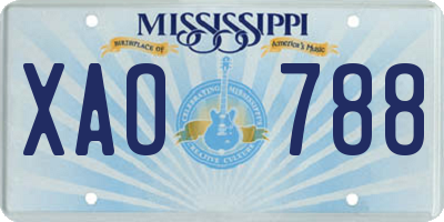 MS license plate XAO788