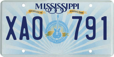MS license plate XAO791