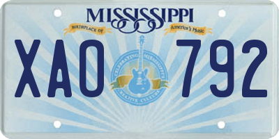 MS license plate XAO792