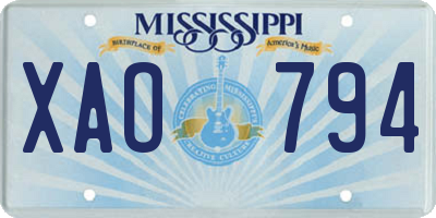 MS license plate XAO794
