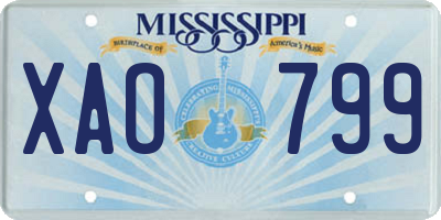 MS license plate XAO799