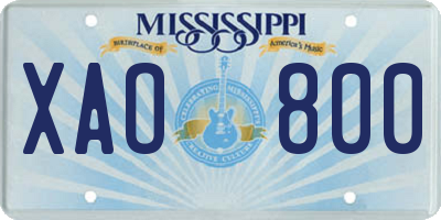 MS license plate XAO800