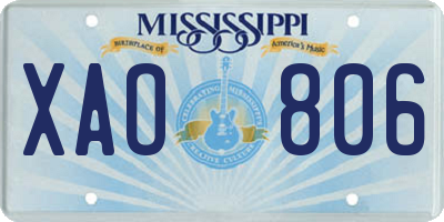MS license plate XAO806