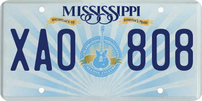 MS license plate XAO808