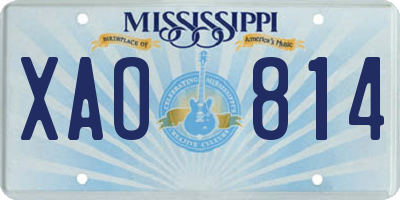MS license plate XAO814
