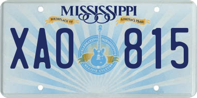 MS license plate XAO815