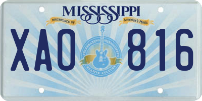 MS license plate XAO816