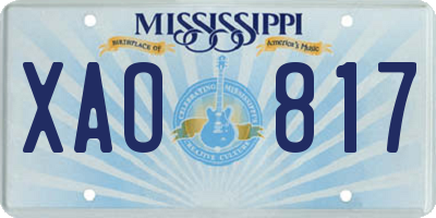 MS license plate XAO817