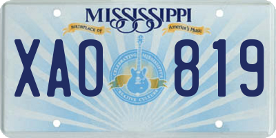 MS license plate XAO819