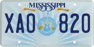 MS license plate XAO820