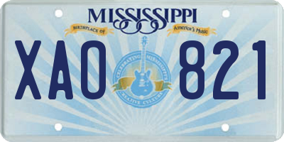 MS license plate XAO821