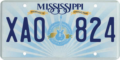 MS license plate XAO824
