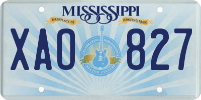 MS license plate XAO827