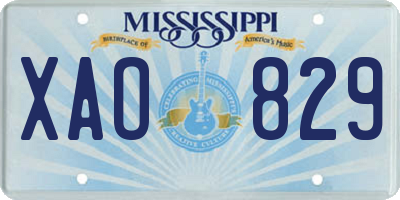 MS license plate XAO829