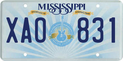 MS license plate XAO831