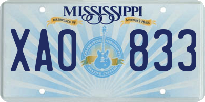 MS license plate XAO833