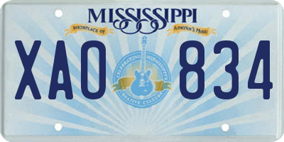 MS license plate XAO834