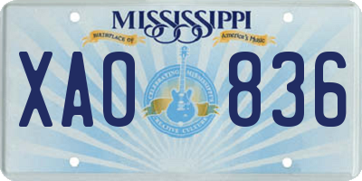 MS license plate XAO836