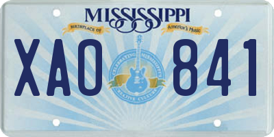 MS license plate XAO841