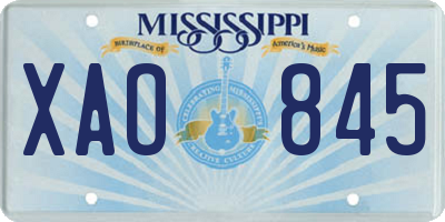 MS license plate XAO845