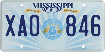 MS license plate XAO846