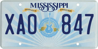 MS license plate XAO847