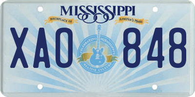 MS license plate XAO848