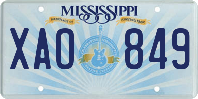 MS license plate XAO849