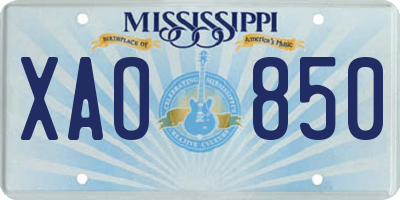 MS license plate XAO850