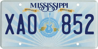 MS license plate XAO852