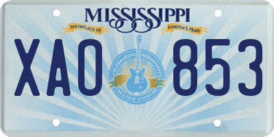 MS license plate XAO853