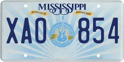 MS license plate XAO854