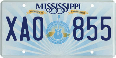 MS license plate XAO855