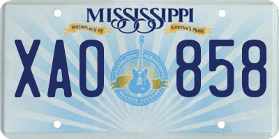 MS license plate XAO858
