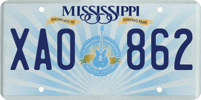 MS license plate XAO862