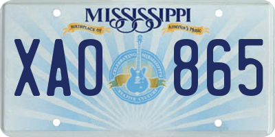 MS license plate XAO865