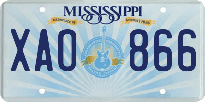 MS license plate XAO866