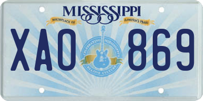 MS license plate XAO869