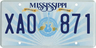 MS license plate XAO871