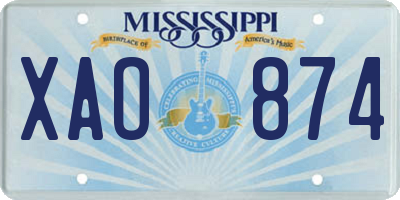 MS license plate XAO874