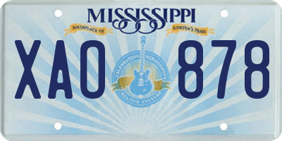 MS license plate XAO878