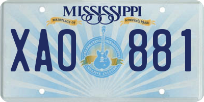 MS license plate XAO881