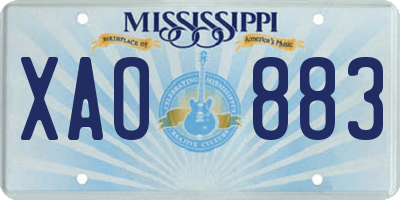 MS license plate XAO883