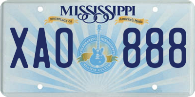 MS license plate XAO888