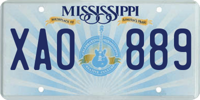 MS license plate XAO889